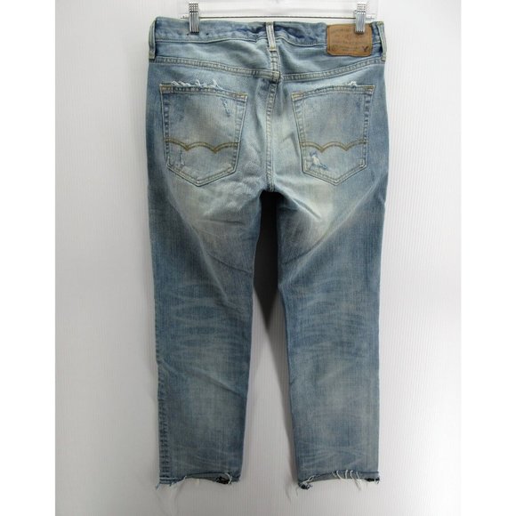 American Eagle Jeans 31X30 Straight Slim Ripped Raw Hem Ripped Grunge - Picture 5 of 9